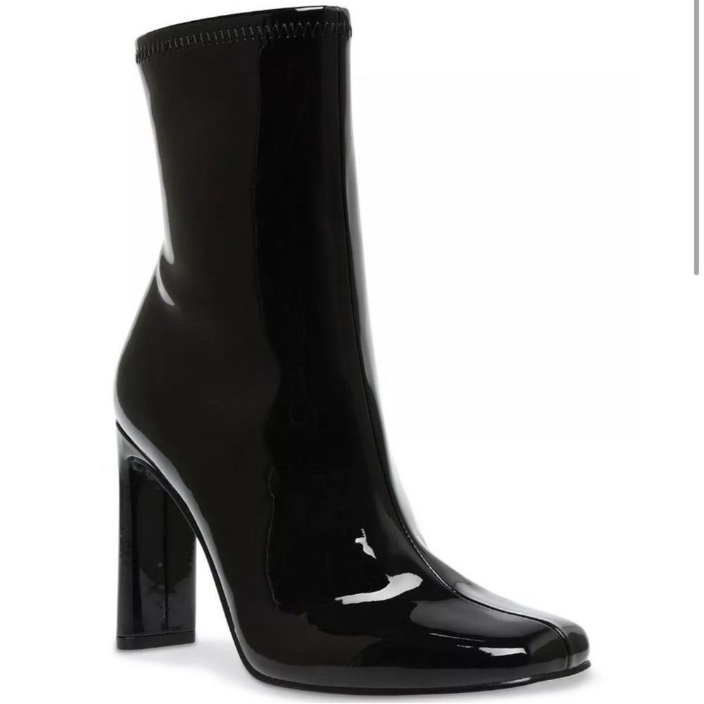 STEVE MADDEN Women's Leana Sock Ankle Booties Polished Black